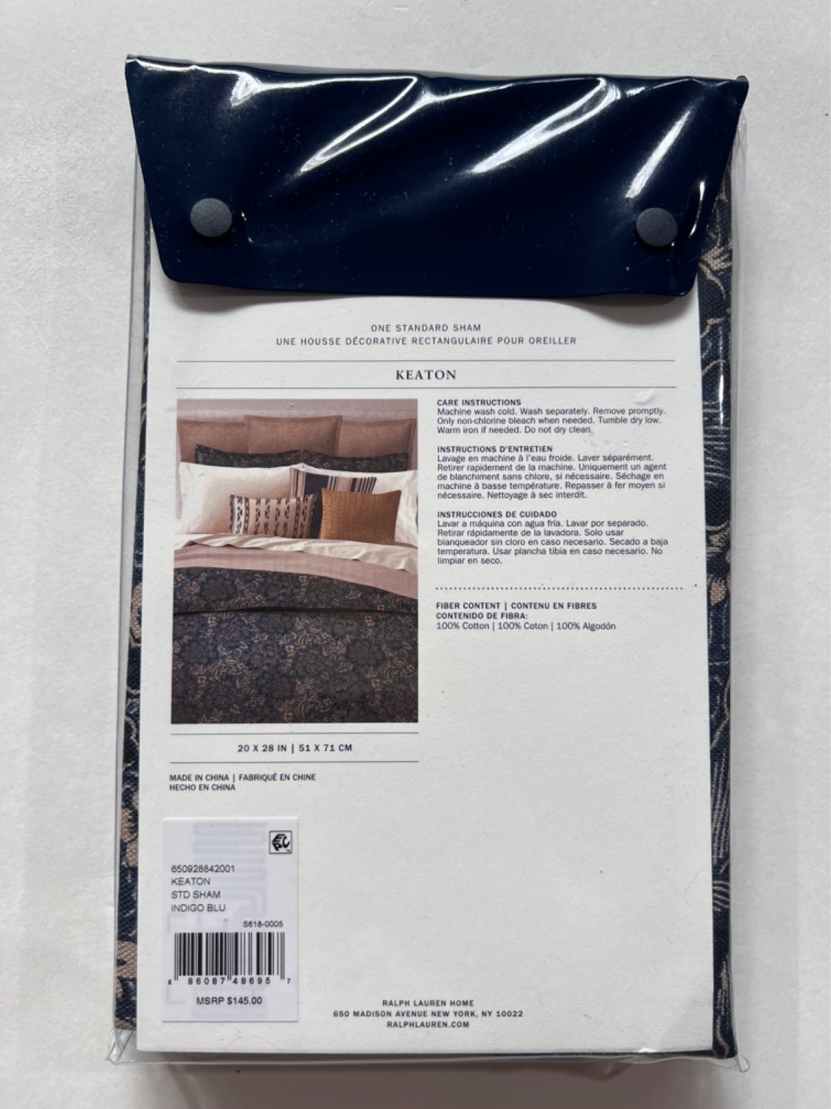 3pc RALPH LAUREN Queen Duvet Set HARLOW BRINLY FOREST BROWN / KEATON INDIGO BLUE