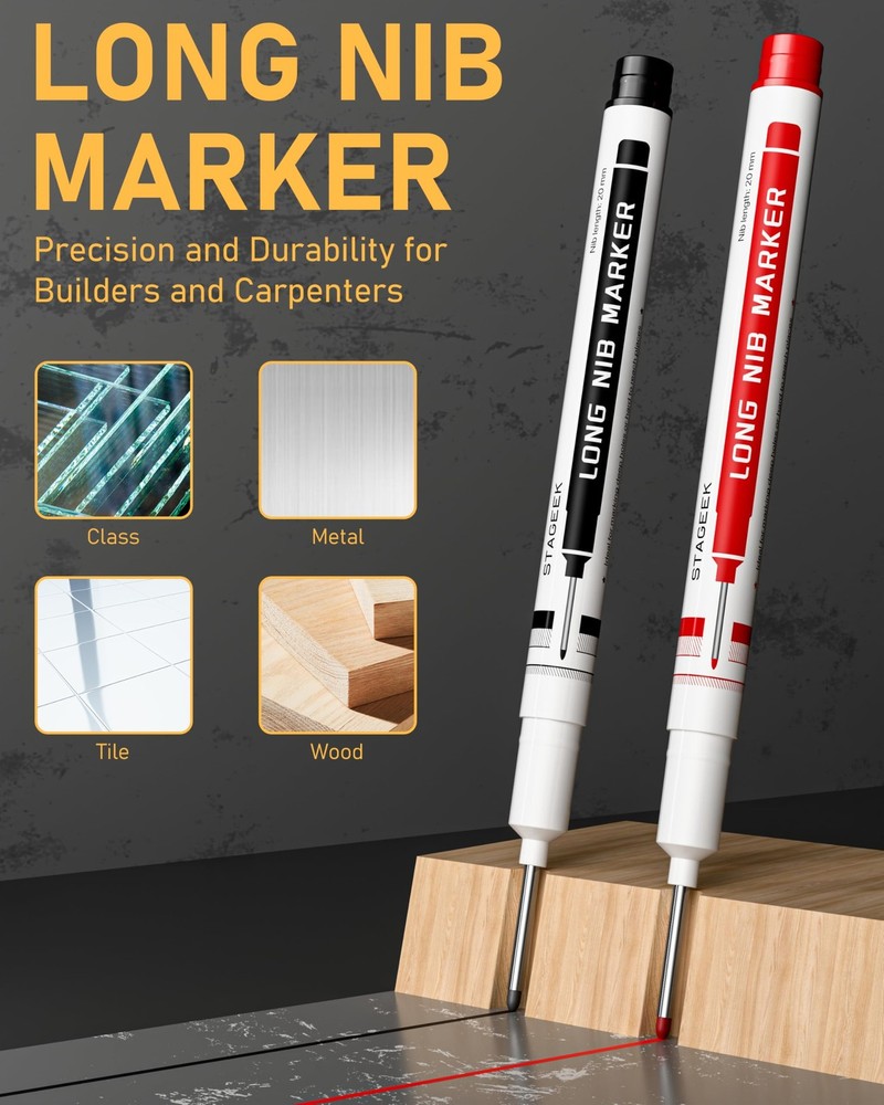 17 Pack Mechanical Carpenter Pencil Set with Sharpener 40 Refills, Automatic Cen