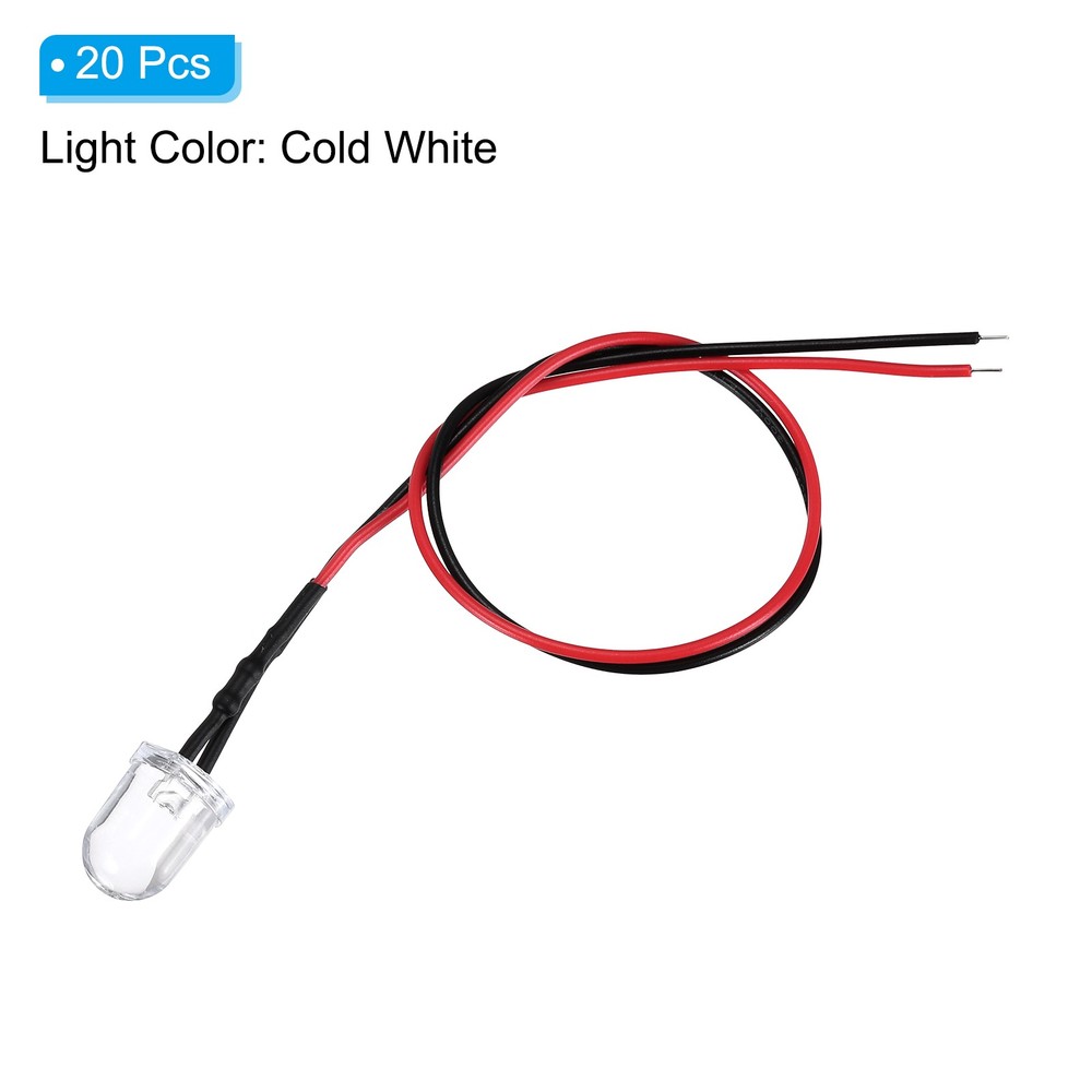 20 Pcs 3V DC 10mm LED Diode Light, Cold White Light