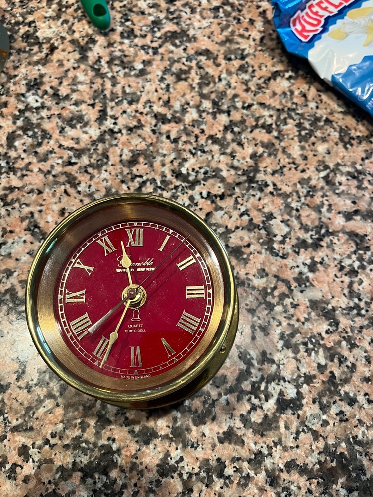 Greenoble brass quartz ships clock. Time only not striking.