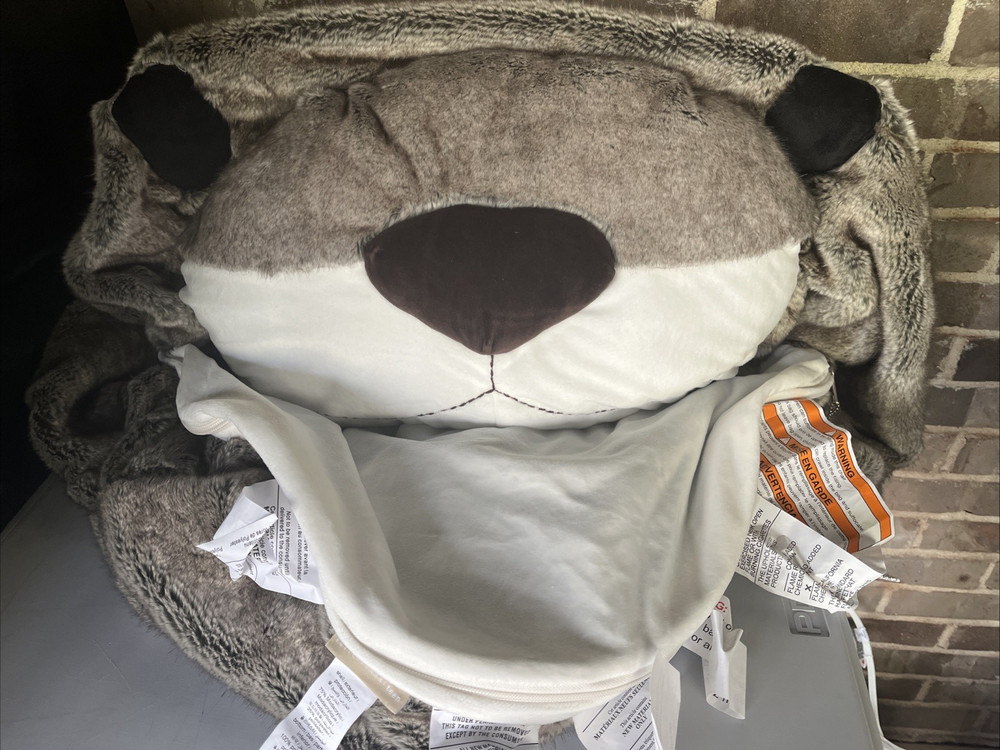 Pottery Barn Teen Otter Critter Faux Fur Beanbag SlipCover 3D Large NWT So Cute