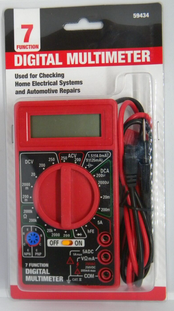 Digital Multimeter 7 Functions Check Home & Auto Voltage Resistance More NEW