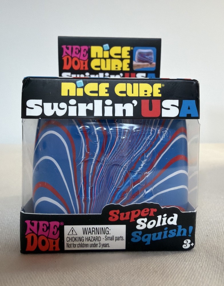 NeeDoh Nice Cube Swirlin' USA ❤️🤍💙 Super Solid Squish. Same Day Shipping