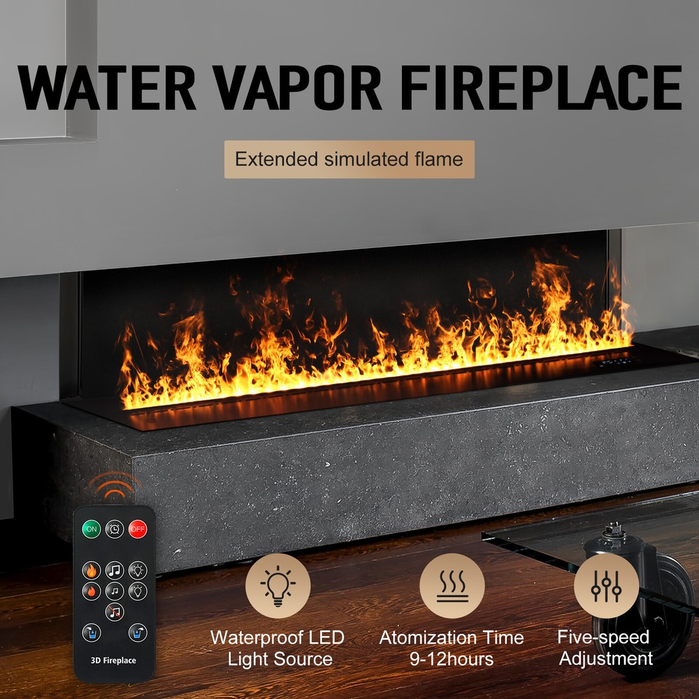 Electric Fireplace Insert Water Vapor Fireplace with Remote Control Single