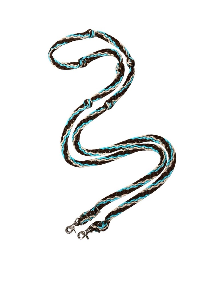 Barrel Reins Flat Braided With Grip Knots