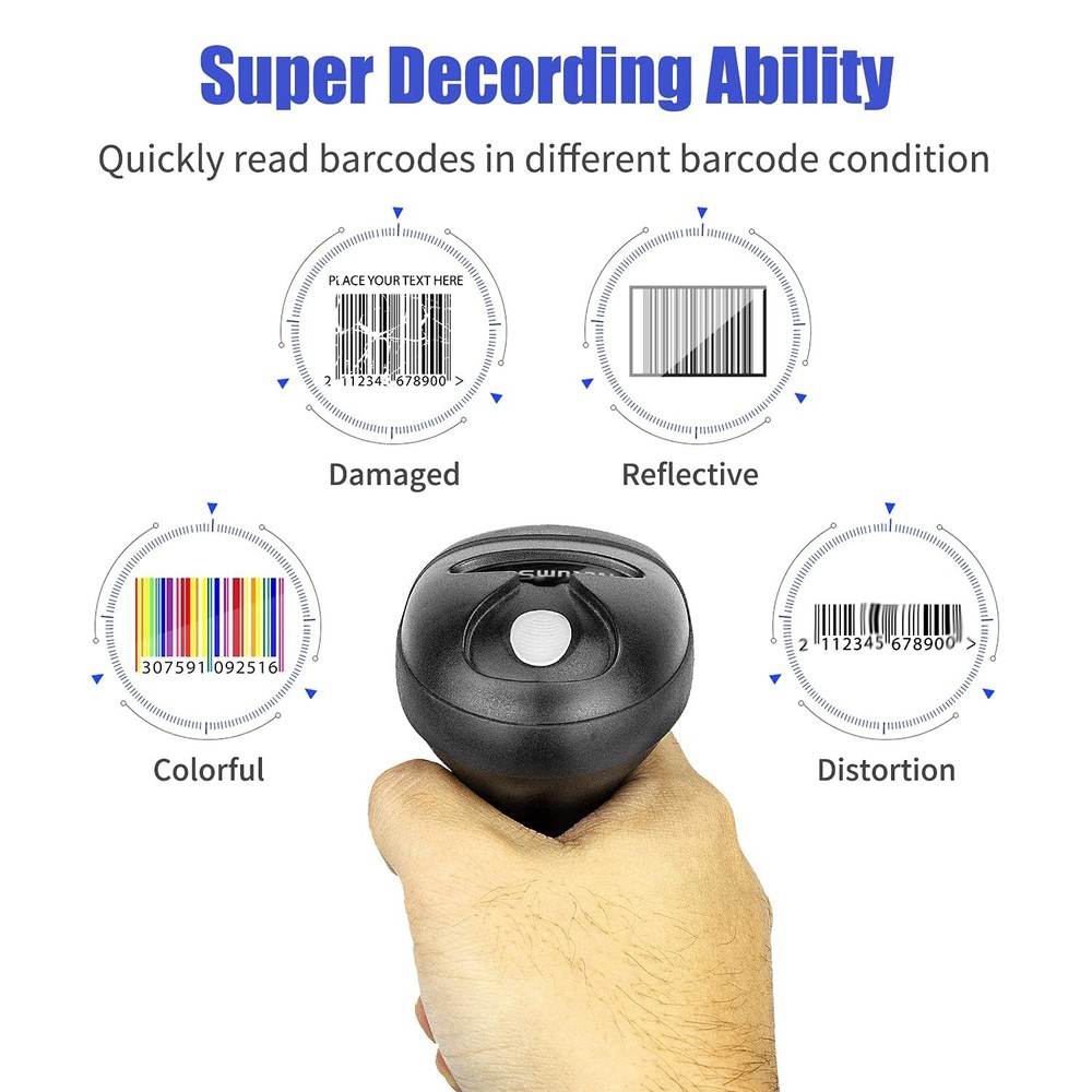 USB 1D Barcode Scanner, Handheld Wired CCD Barcode Reader Supports Screen Sca...
