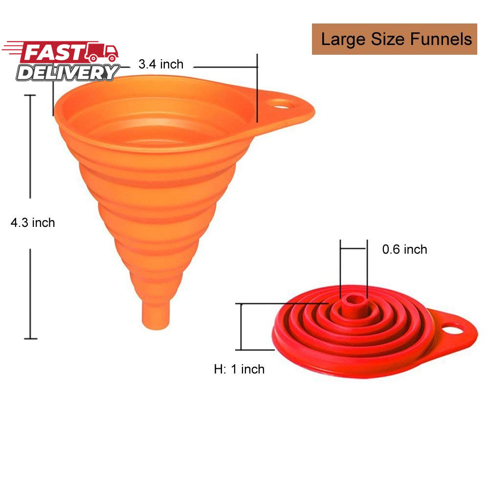 Kitchen Funnel Set 4 Pack Small And Large Kitchen Gadgets Accessories Foldable