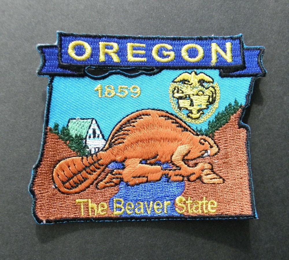 OREGON STATE MAP BEAVER STATE EMBROIDERED PATCH 3 inches