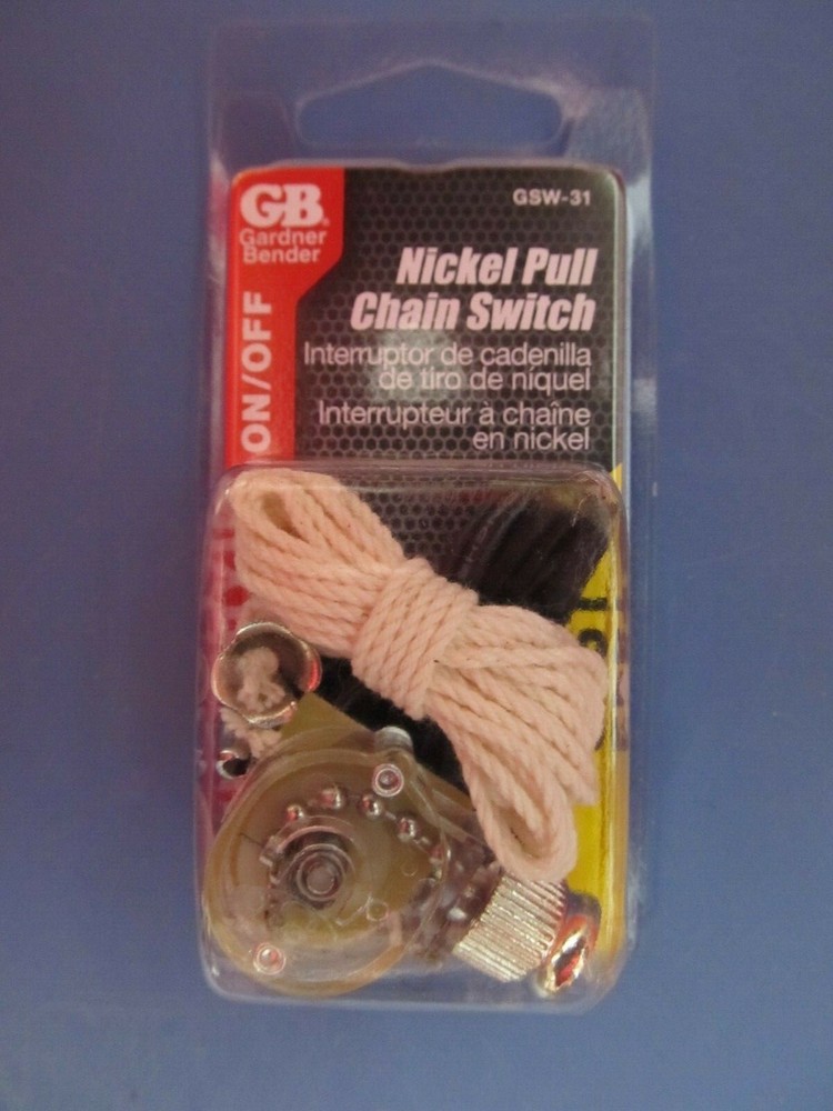 Gardner Bender Nickel Pull Chain Switch SPST  On/Off  # GSW-31   NEW