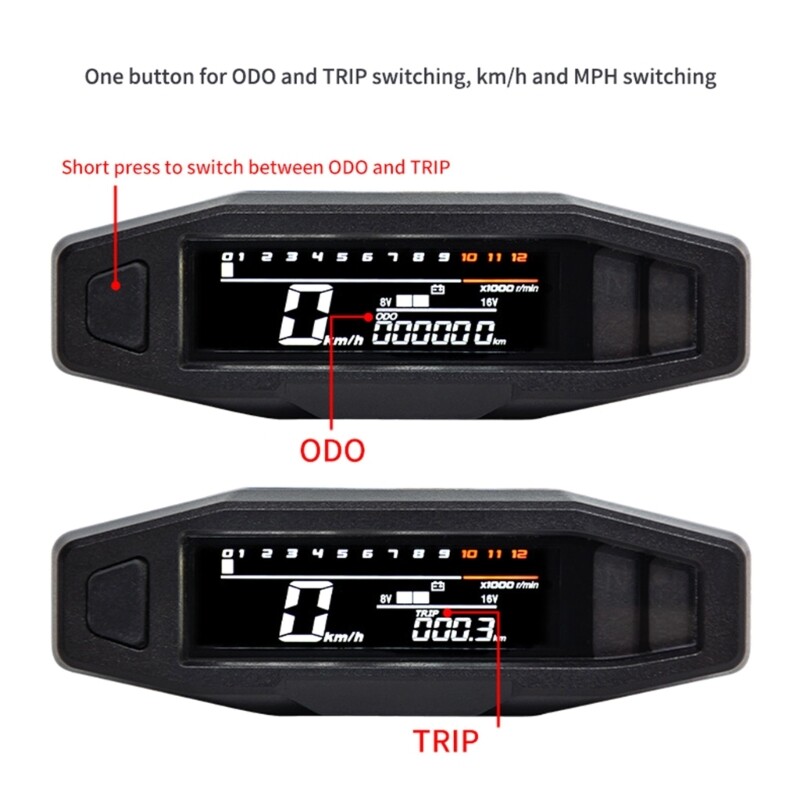 Inductive Speedometer Stroke Tachometer for Motorcycle Colored Display