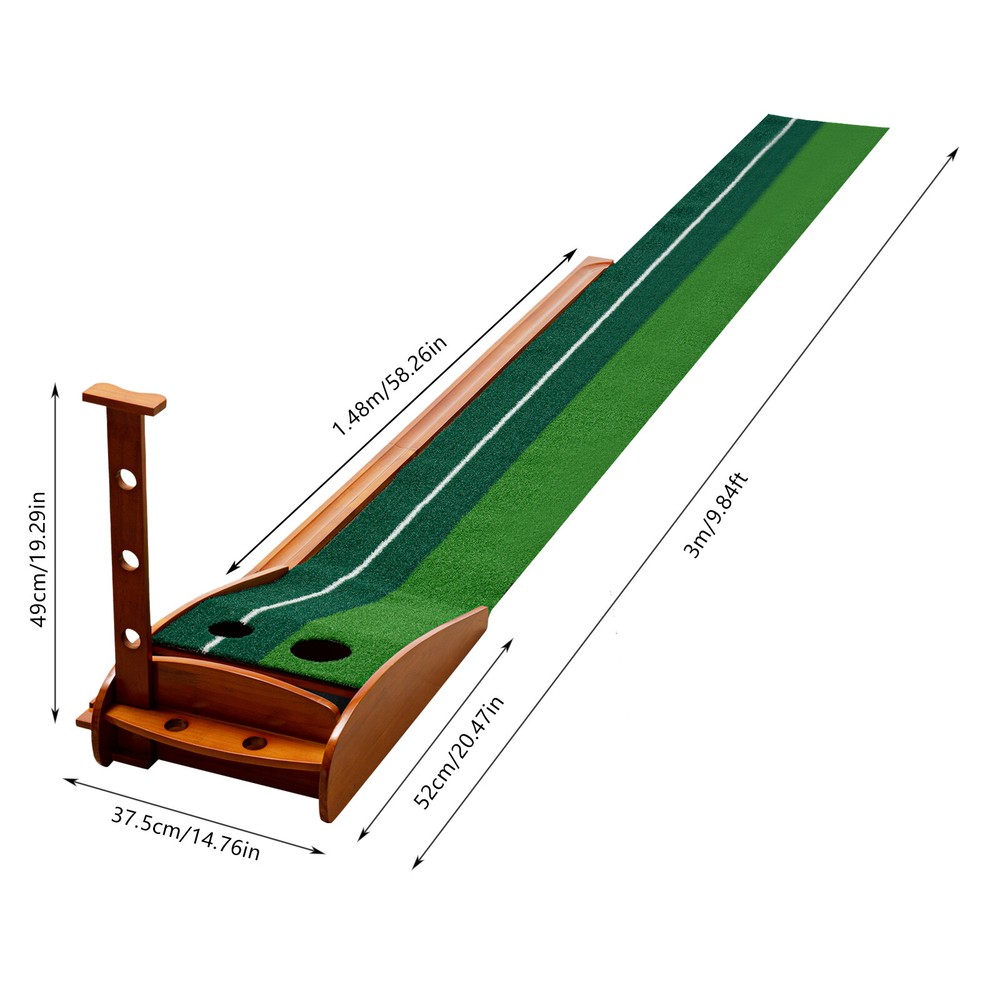 10ft Indoor Golf Putting Exerciser Putting Green W/ Automatic Ball Return System