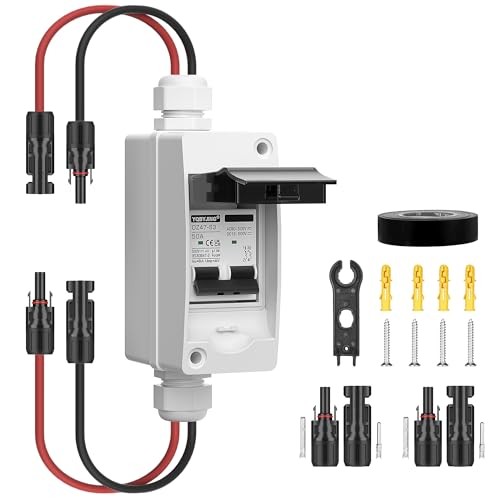 Solar Panel Disconnect Switch 50 Amp DC AC 2 Holes 500V Box & Wire 50A