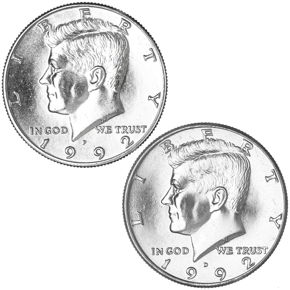 1992 P D Kennedy Half Dollar BU 2 Coin Year Set
