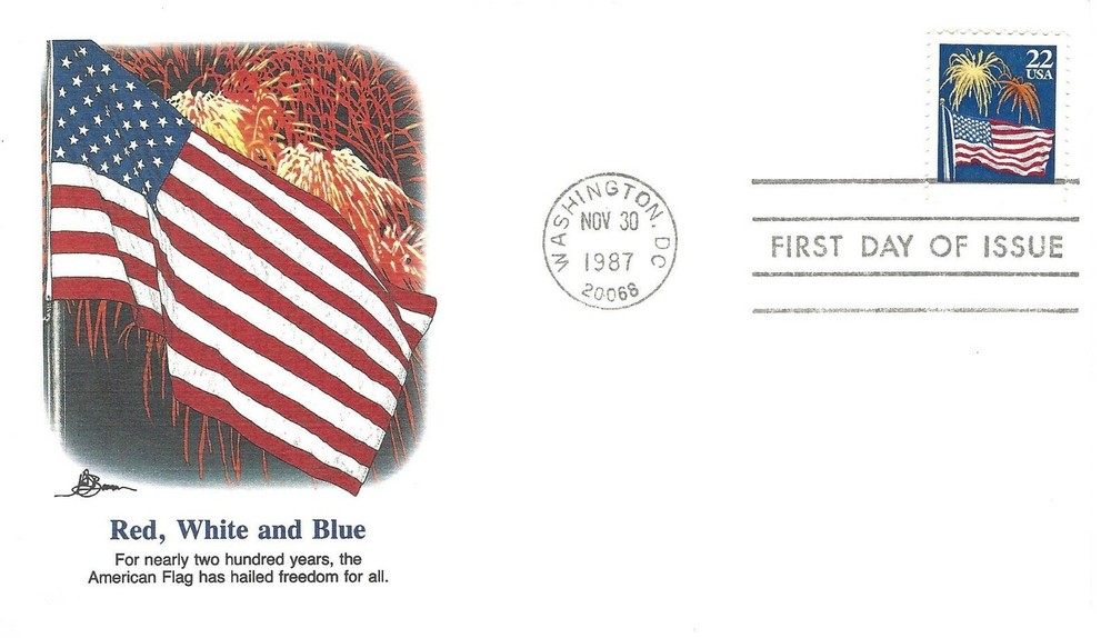 STAMP US SCOTT 2276 "Flag With Fireworks" 22 CENT 1987 #6 ENVELOPE FDC - C
