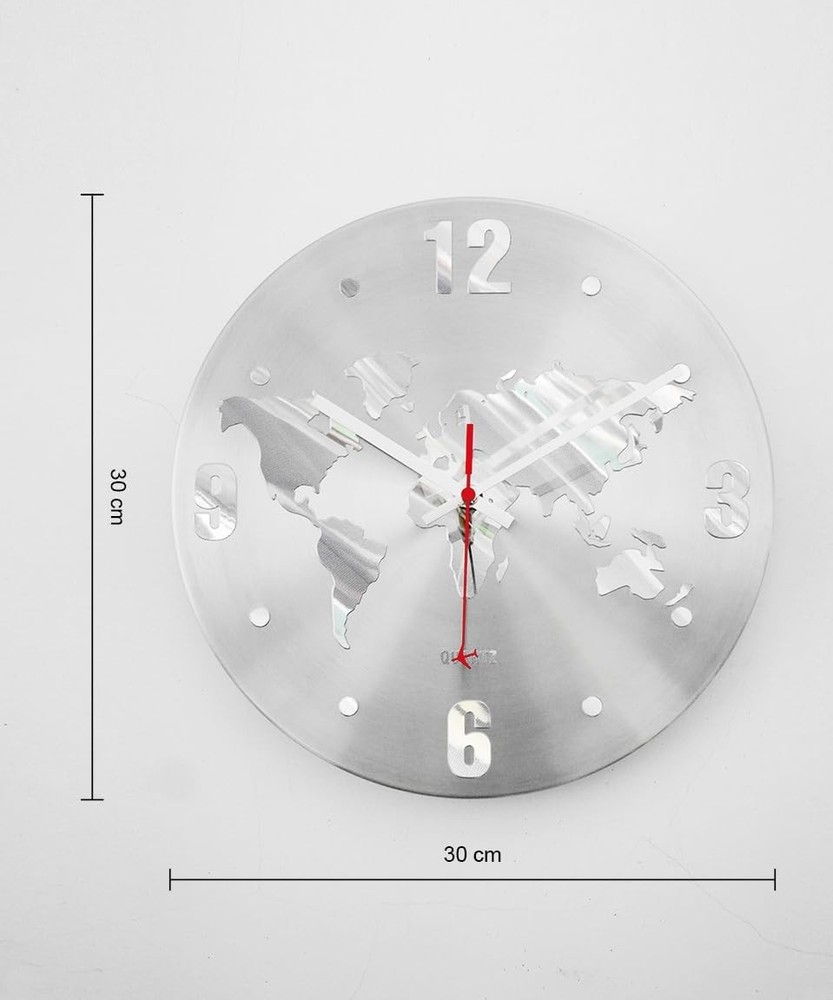 ARCHI Monde – World Map Wall Clock Silver