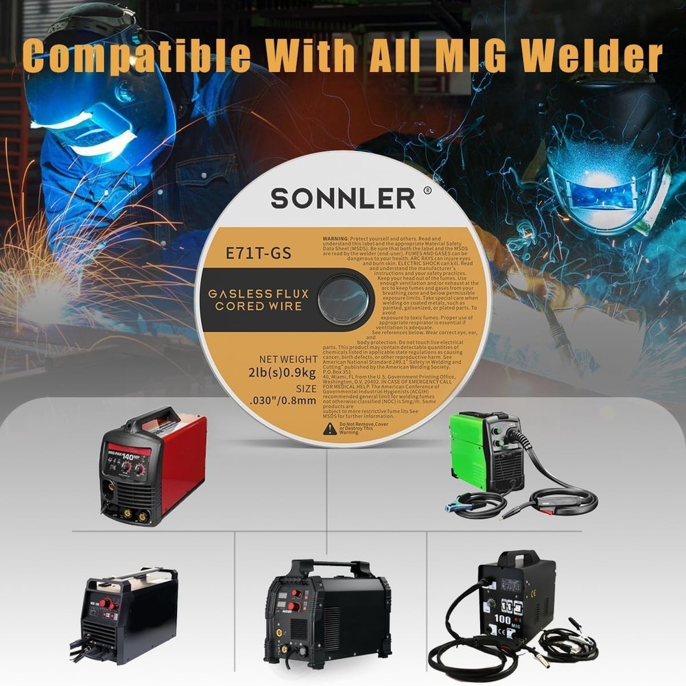 Efficient 3 Pack Flux Core Welding Wire 2Lbs Each - Compatible with MIG Welders