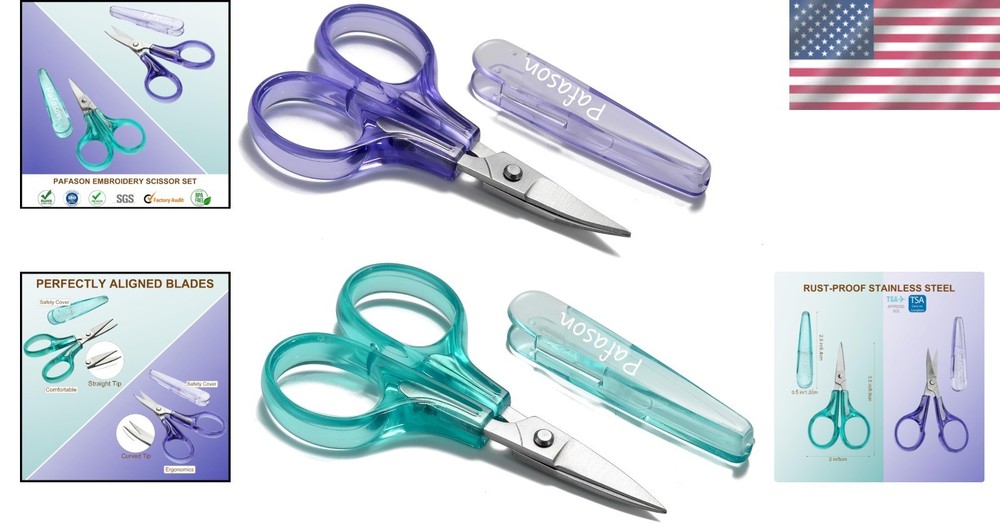 Sharpest & Precise Embroidery Scissor Set 2 PC Green+purple