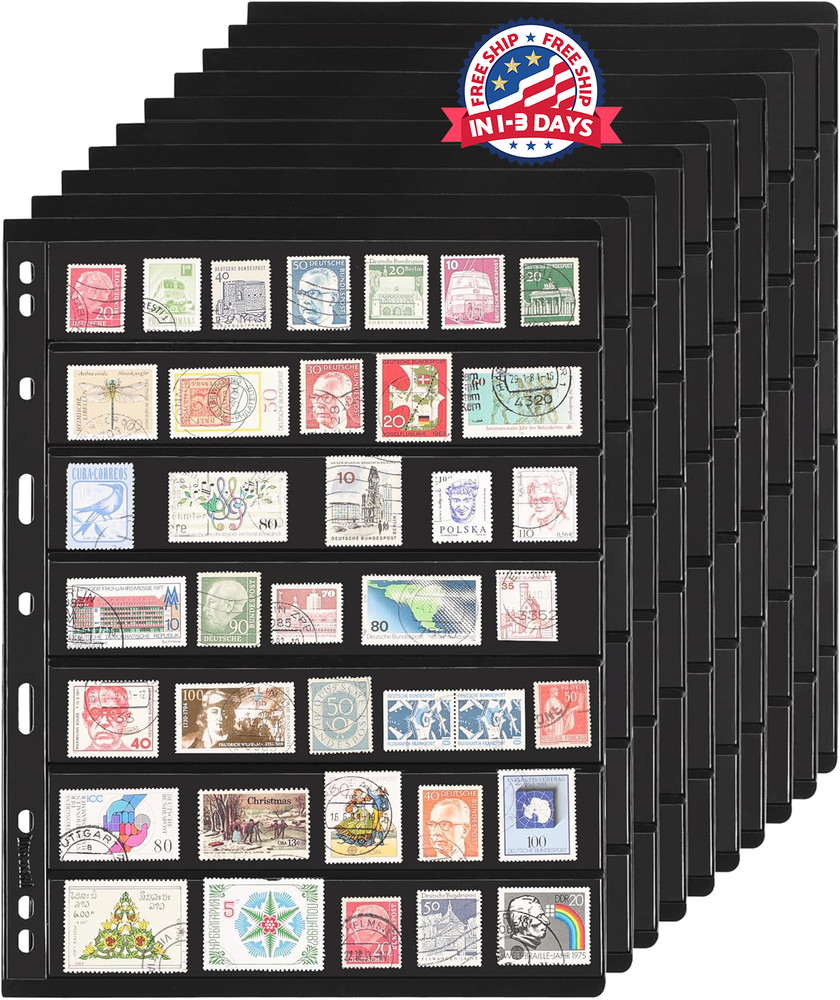 Álbum de sellos postales de 10 hojas, 20 páginas, 7 bolsillos, 7,7x1,35 pulgadas