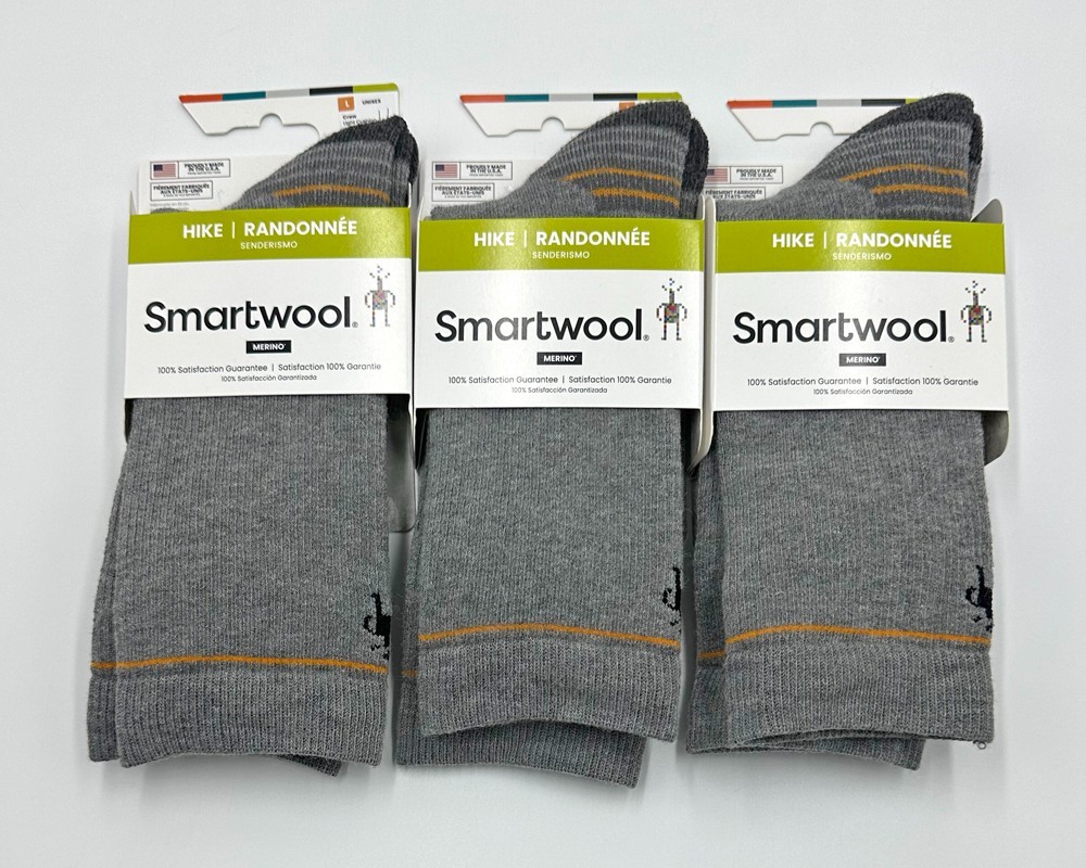 3 Pack Smartwool Men's hike Randonnee Light Cushion Crew Socks Size Large Grey