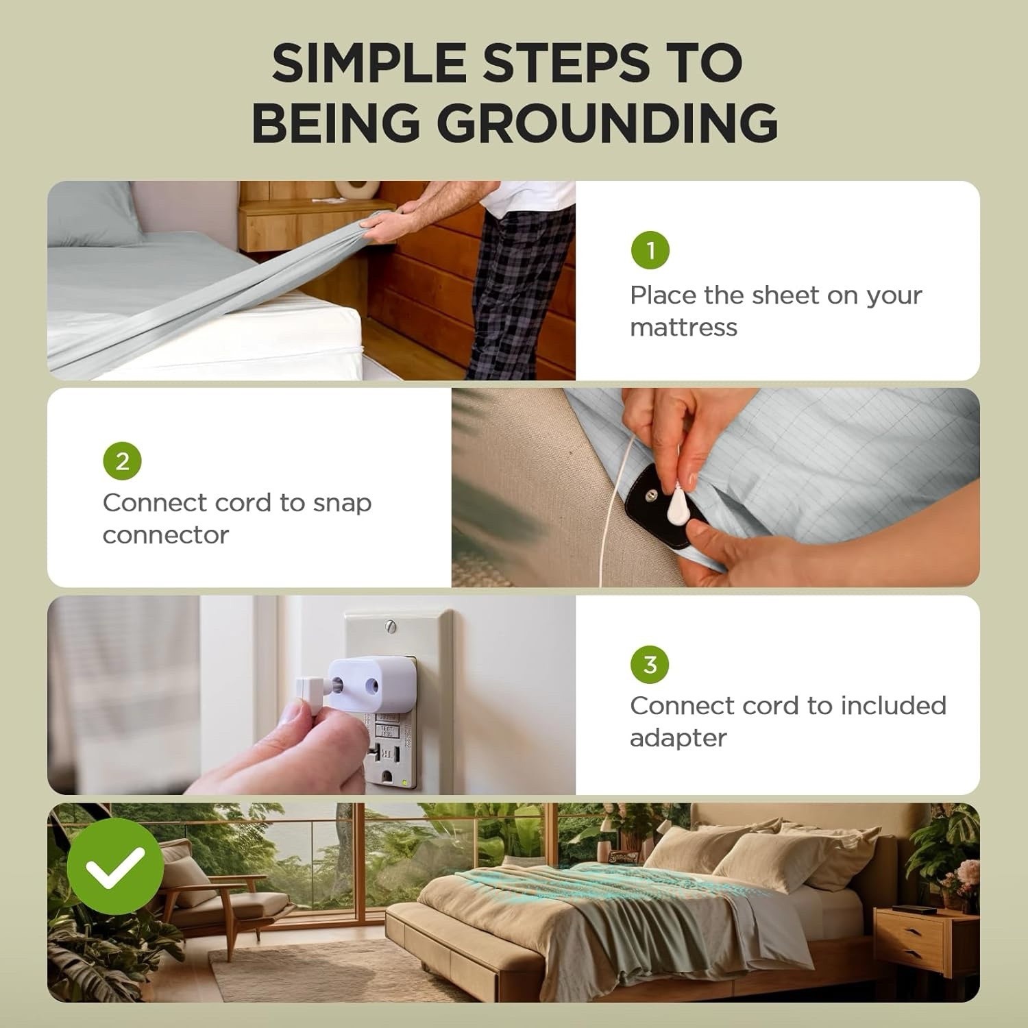 Grounding Sheets Queen Size , 90% Organic Cotton + 10% Pure Silver Fiber, Gray