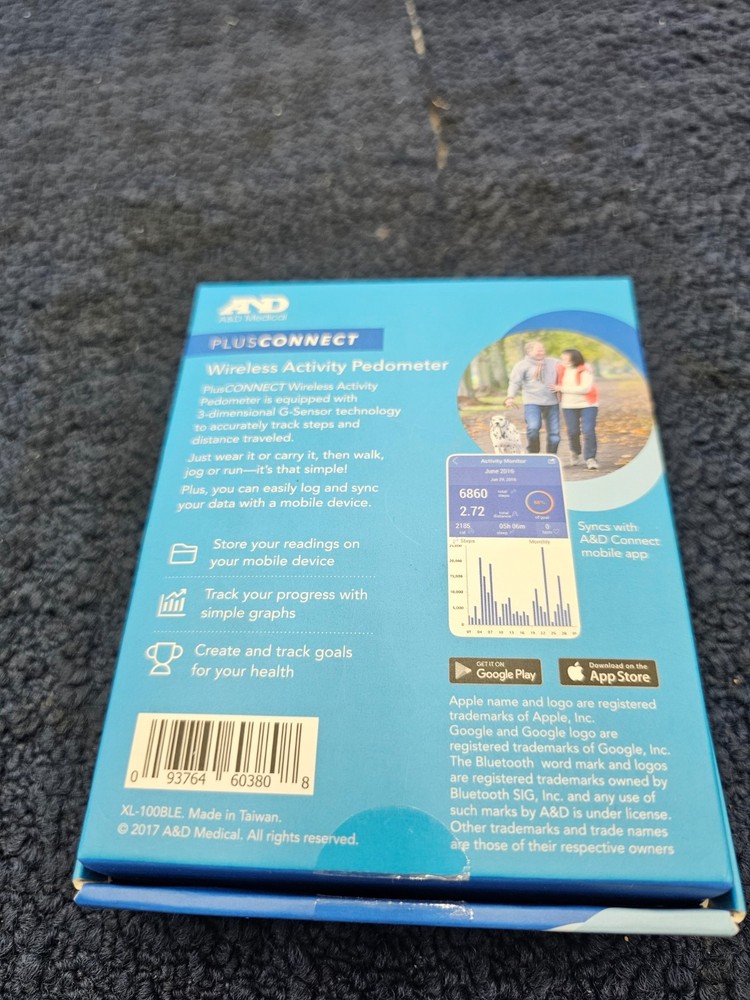 (QTY 2) A&D Wireless Activity Pedometer PlusConnect Accurate Accelerometer Black