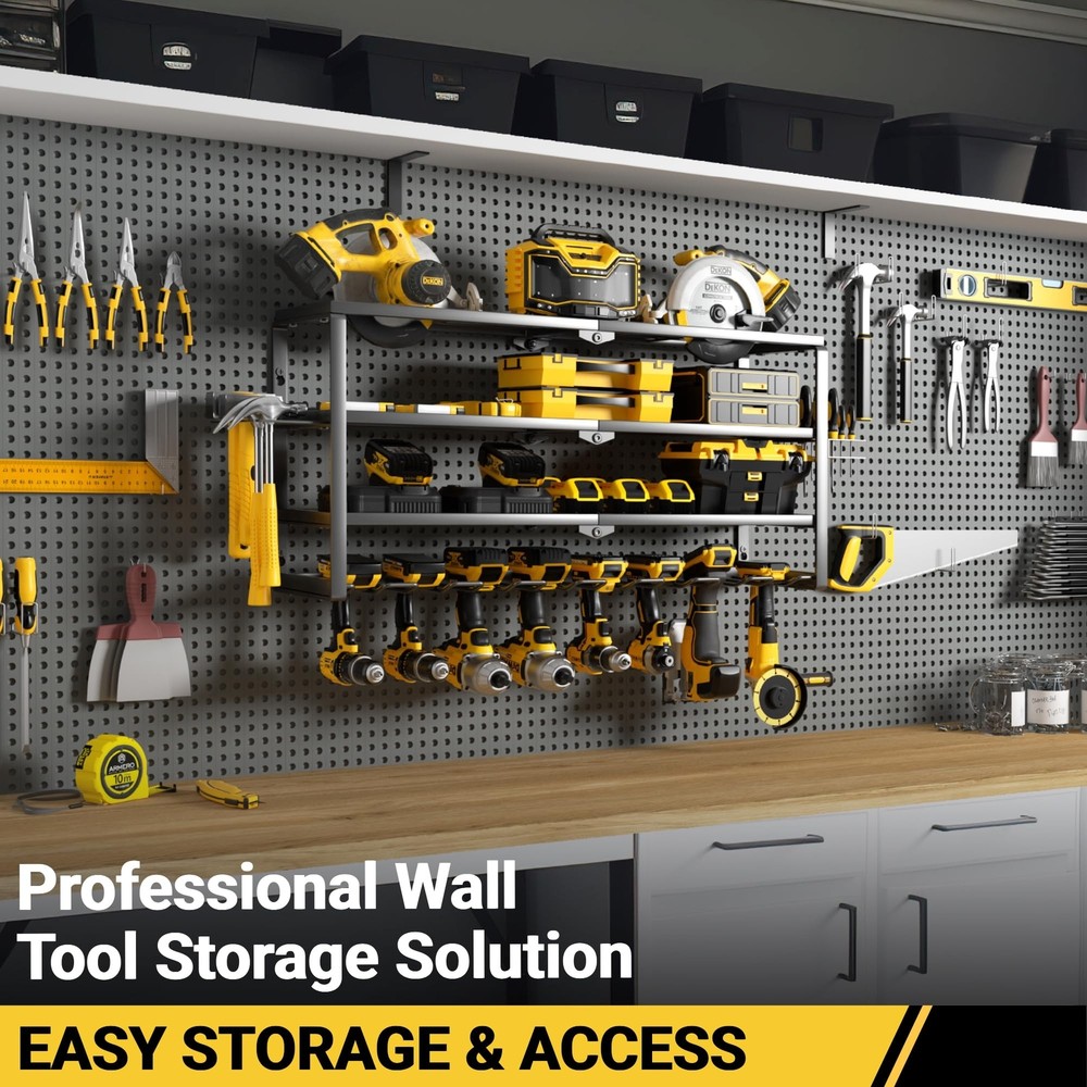 YYR 4 Layer Power Tool Organizer Wall Mount, Cordless Drill Hanger Storage Ra...