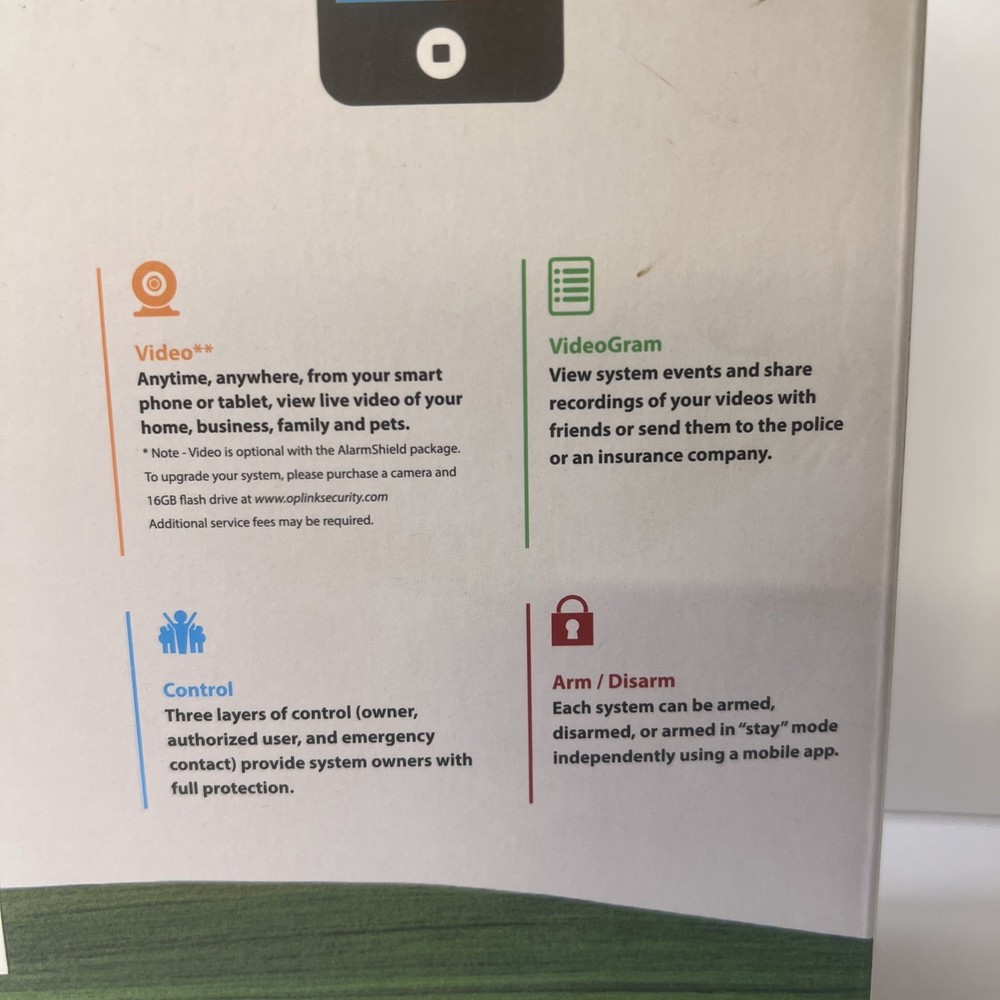 Oplink Alarm Shield Security System No Monthly Fee Mobile App