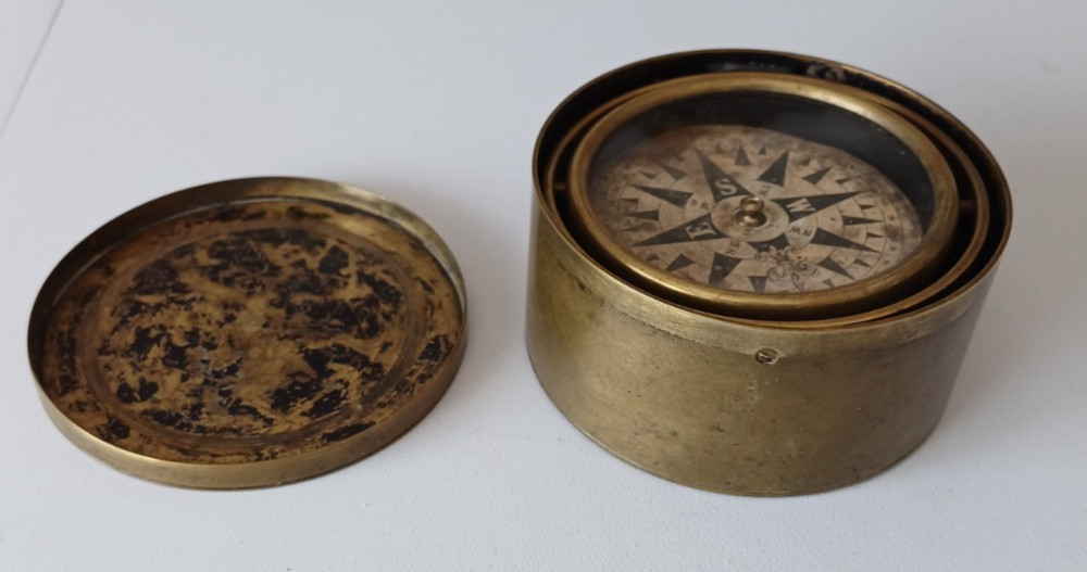 19th century brass floating dial compass
