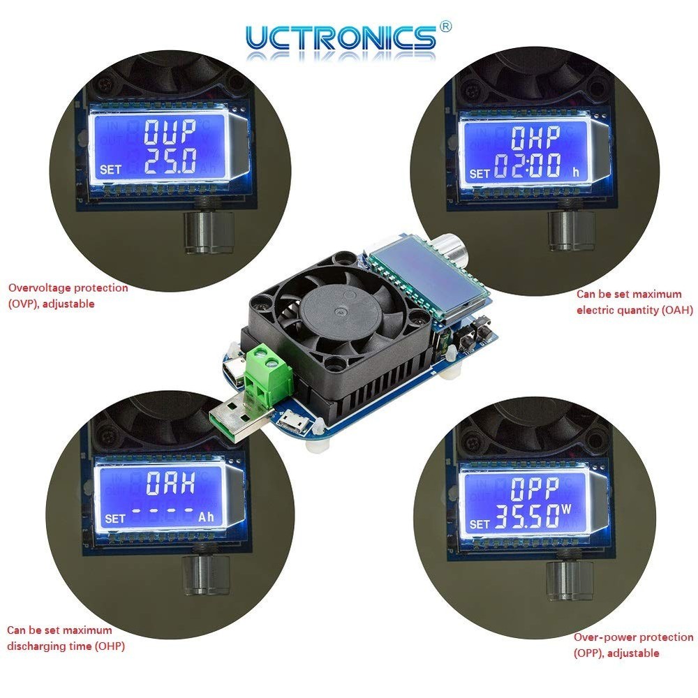 Electronic USB Load Tester, Adjustable Discharge Resistor Module 35W, Test and T