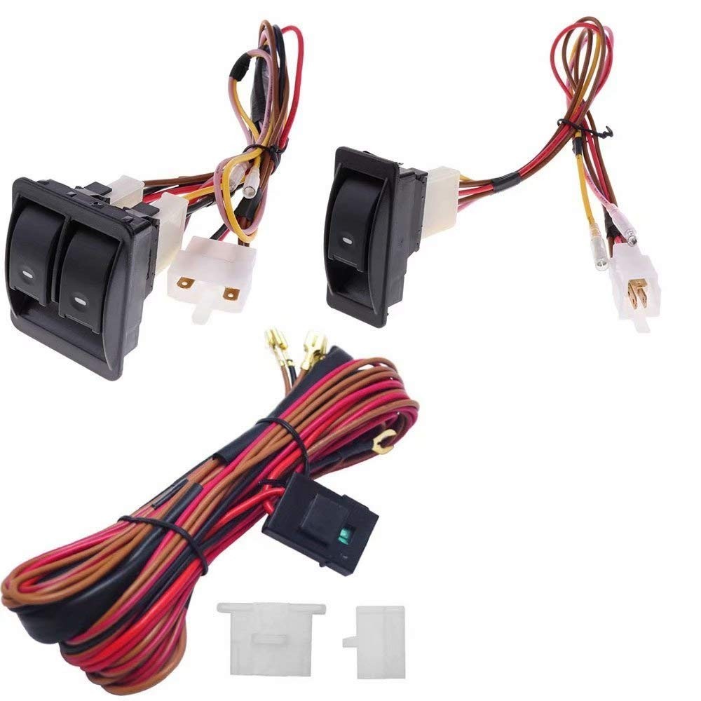 12V Universal Power Window Switch Kit, Wiring Harness kit for 2 Door...