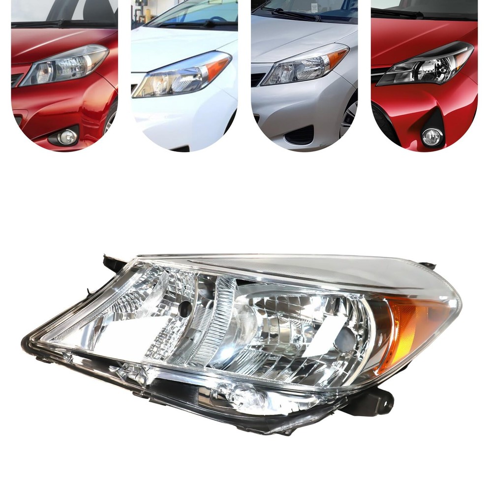 Halogen Headlight Assembly Left Driver Side for 2012-2014 Toyota Yaris