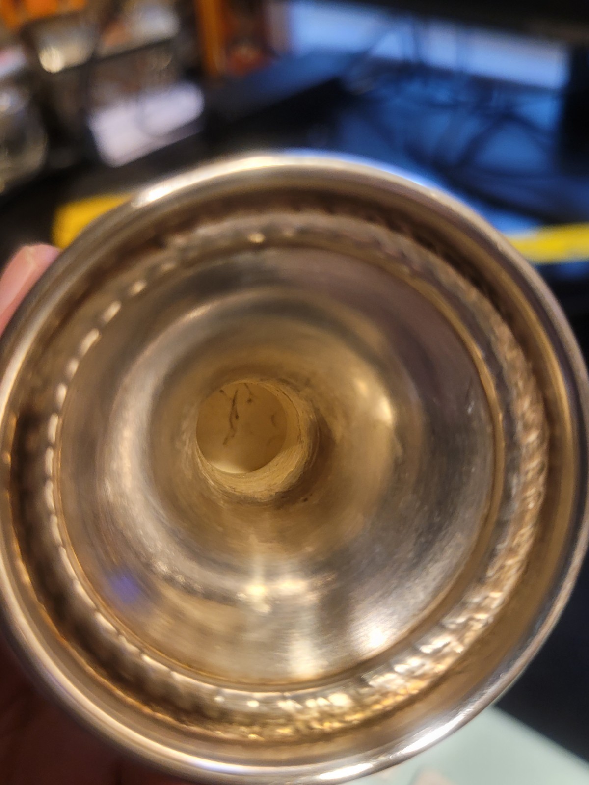 Antique Sterling Silver 925 Kiddish Gold Wash Cup With Etchings. Jewish Charming