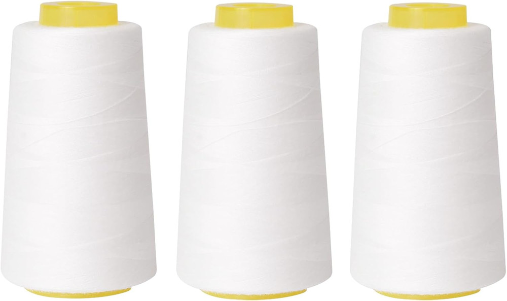 Sewing Thread Cone Set, 3 Pack Serger Thread, 3000 Yards Each, All Purpose Threa