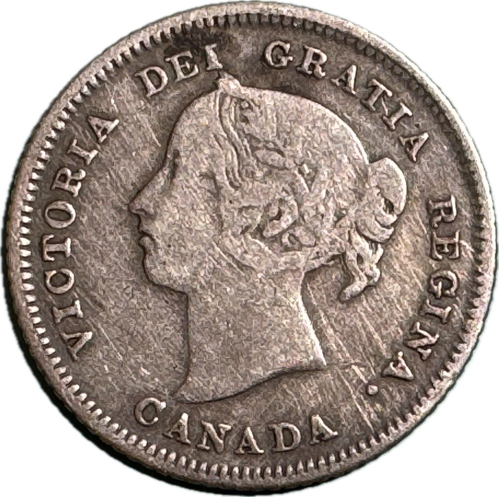 1883H 5 Cent Canada, Obv 4, Fine