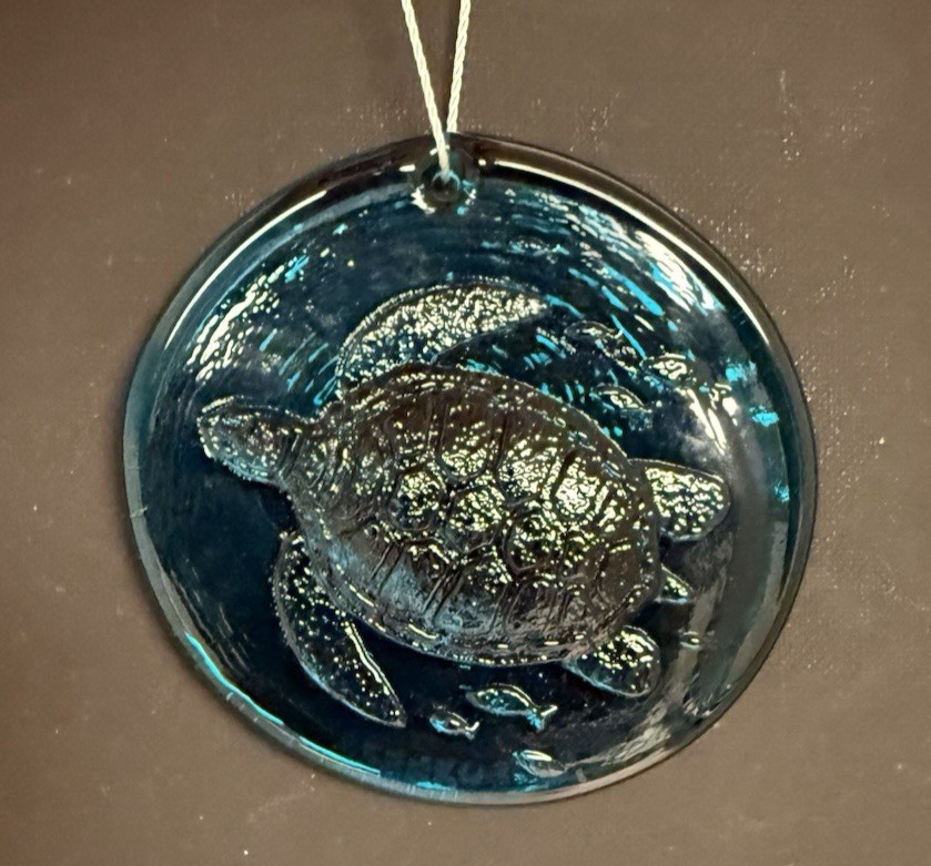 Blenko Glass Suncatcher - Sea Turtle - Cerulean