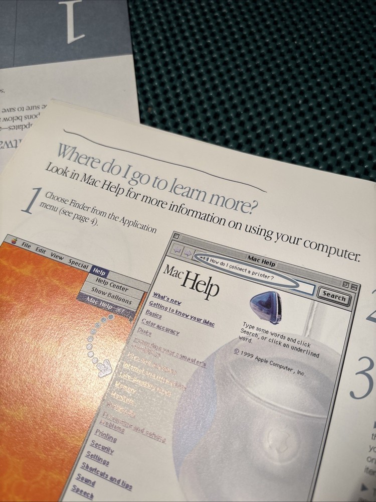 Vtg Apple Computers🍏 iMac User Guide 1999 W/ Mac OS Software Insert