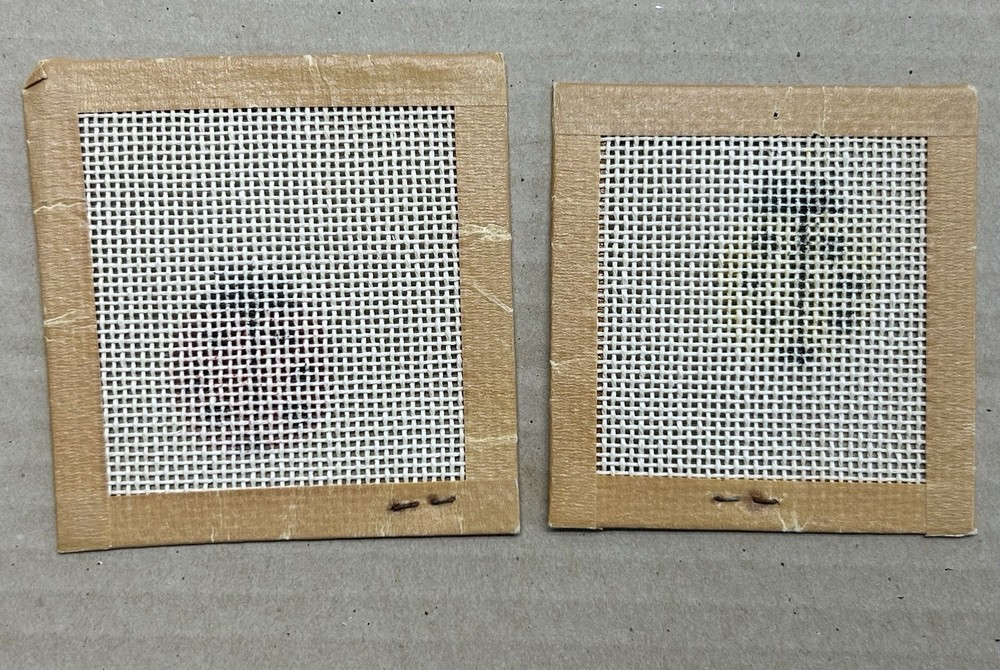 Ladybug Action X2 Red Yellow Needlepoint Canvas Colorful Pattern Hand Painted