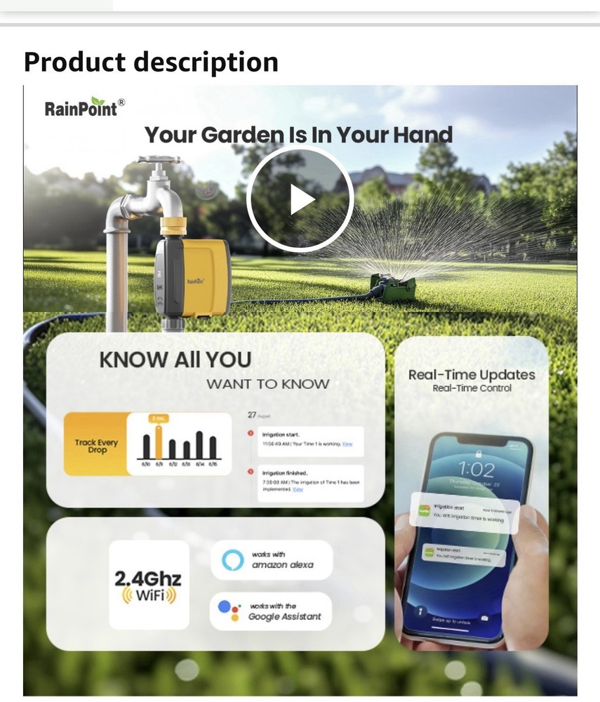 Rainpoint wifi Brass Single Point water timer