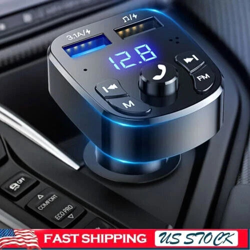 Bluetooth 5.0 Car Wireless FM Transmitter Adapter 2USB PD Charger AUX Hands-Free
