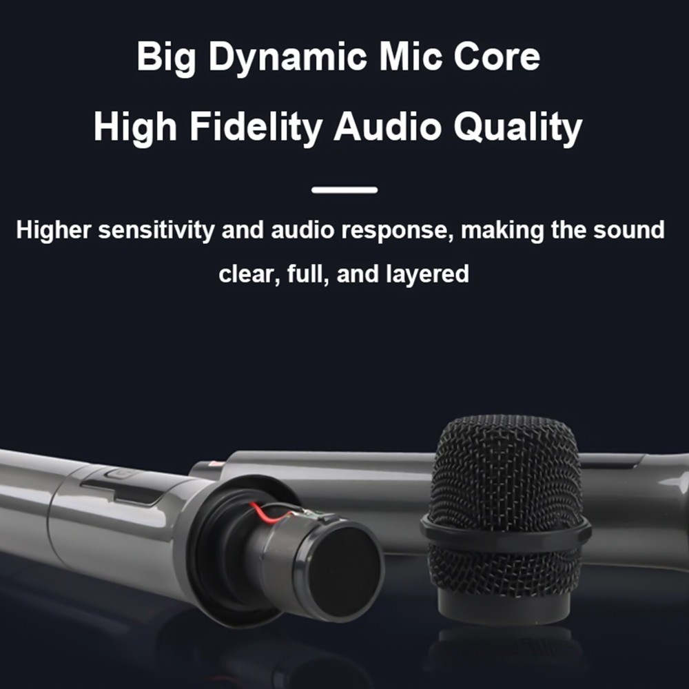 Wireless Microphone Metal Rechargeable Cordless Dynamic Mic System with Receiver