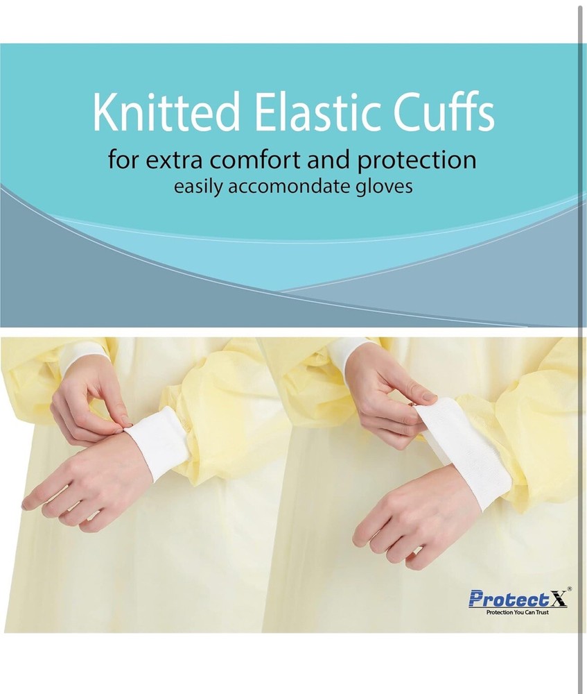 ProtectX (Yellow 10 Pack) Disposable Breathable Polypropylene Isolation Gown
