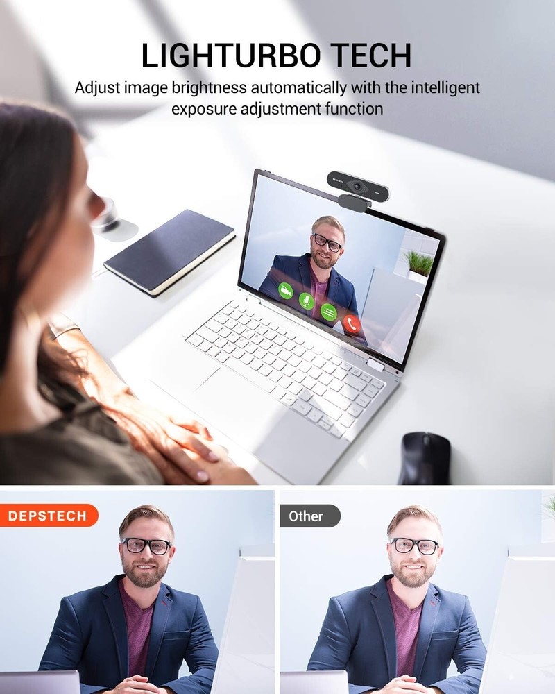 🔥DEPSTECH Webcam with Microphone 1080P HD Webcam with Auto Light Correction🔥