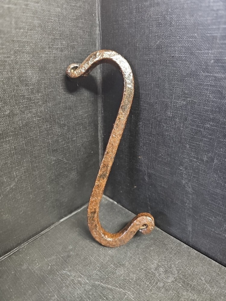 Antique  18th C Wrought Iron S Hook  Blacksmith Made