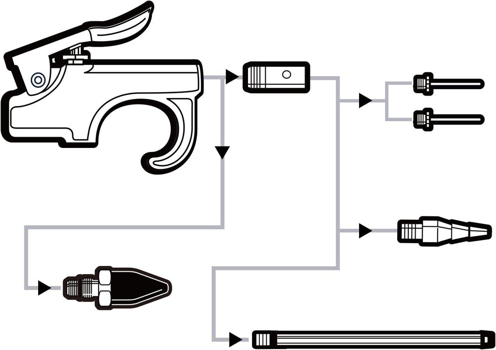 Compact Air Blow Gun Kit with 90 PSI Pressure - Includes 5 Interchangeable Tips