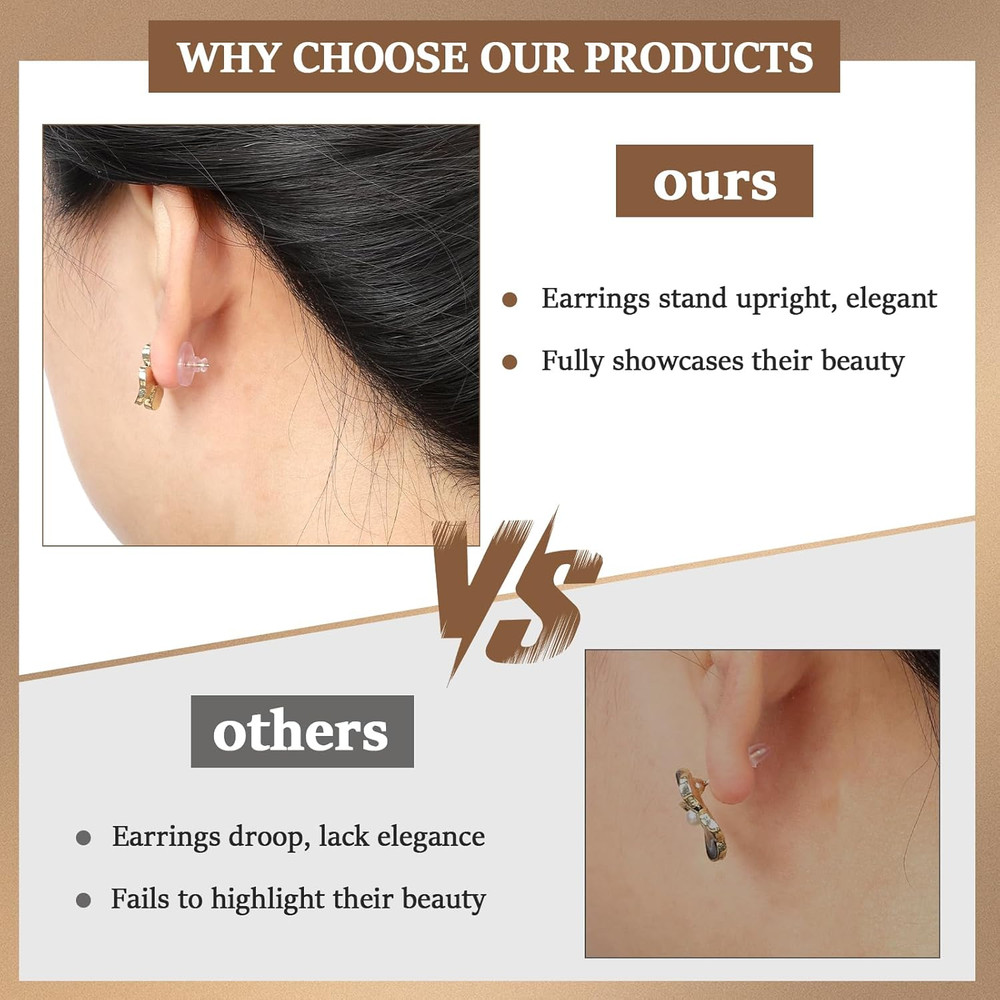 Earring Backs Replacement for Studs 6 Styles Silicone Clear Hypoallergenic Rubbe