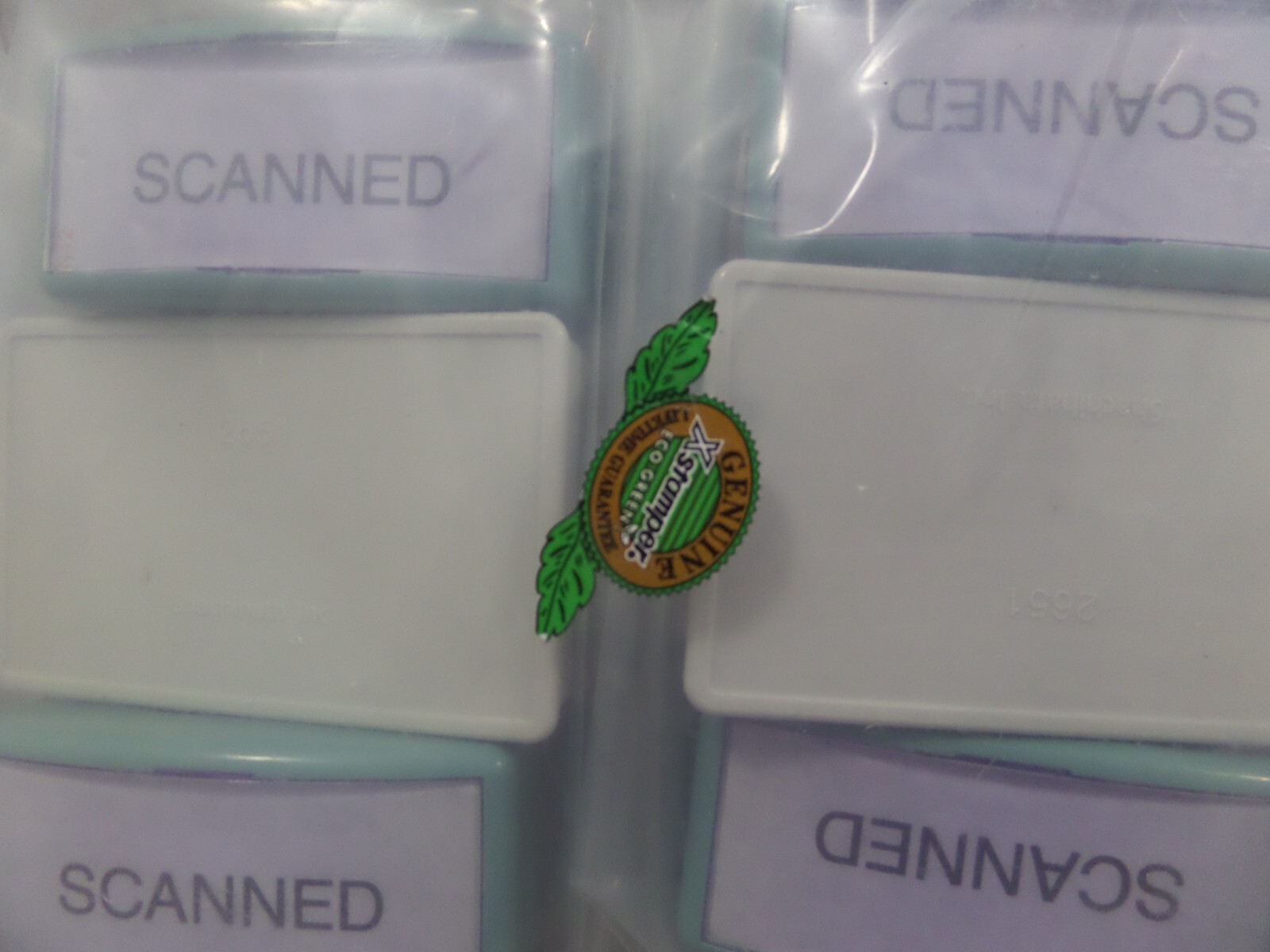 Lot of 6 Genuine XStamper Eco Green "Scanned" Stamps