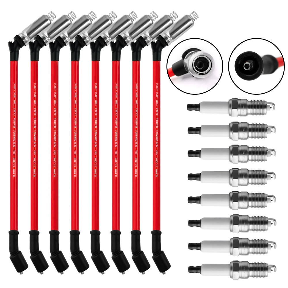 High Performance 8x Spark Plugs and 8x Wires Set for Chevy GMC 4.8L 5.3L 6.0L V8