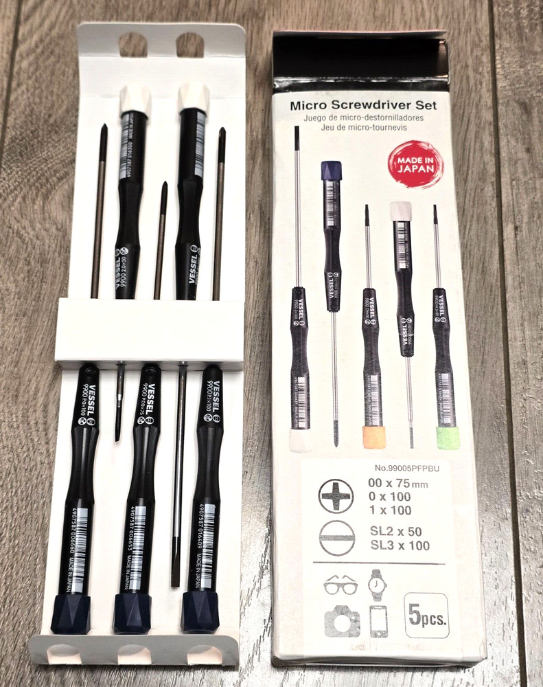 Vessel 5pc Flat/ Phillips Specialty Micro Precision Screwdriver Set 99005PFPBU