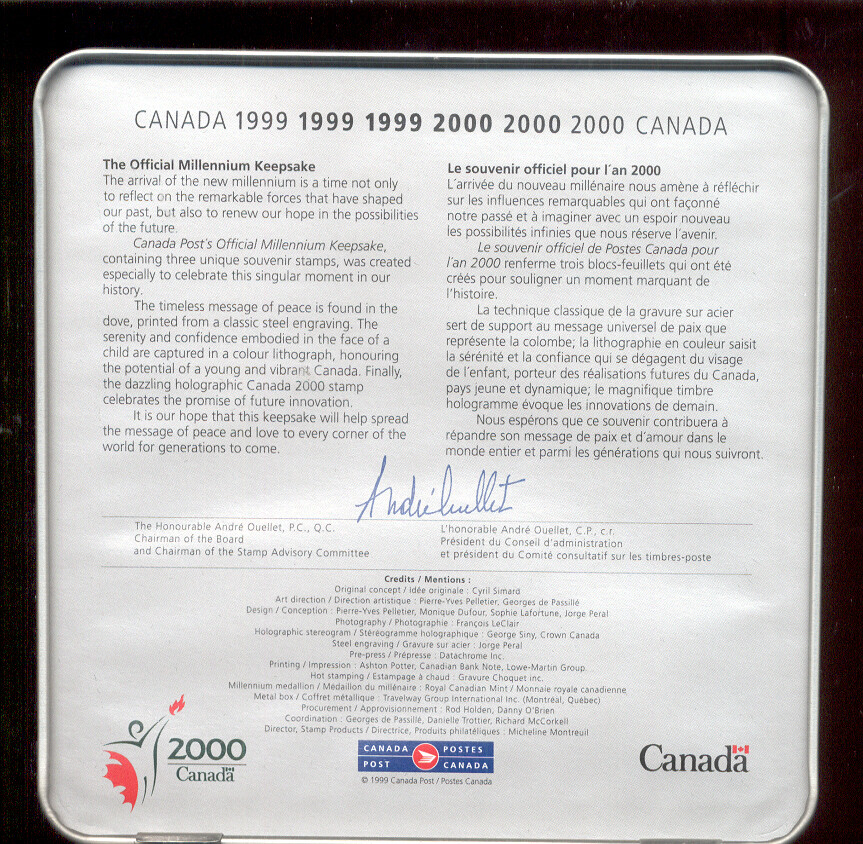 1999 - 2000 CANADA POST - MILLENNIUM KEEPSAKE - Peace - STAMP & COIN SET - Mint