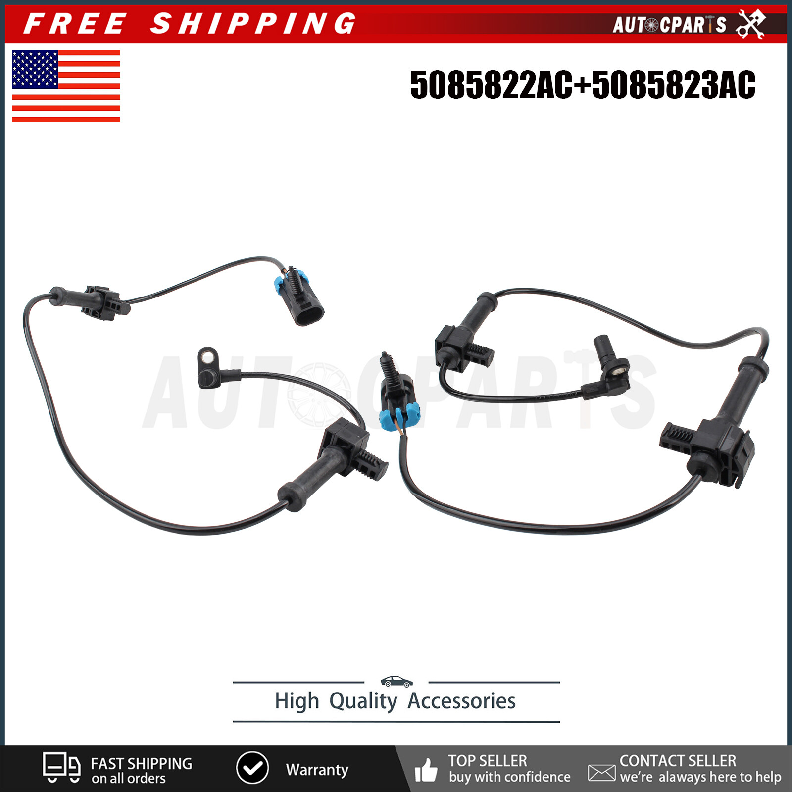 ABS Wheel Speed Sensor for Chrysler Sebring Dodge Avenger Journey Front 2pcs